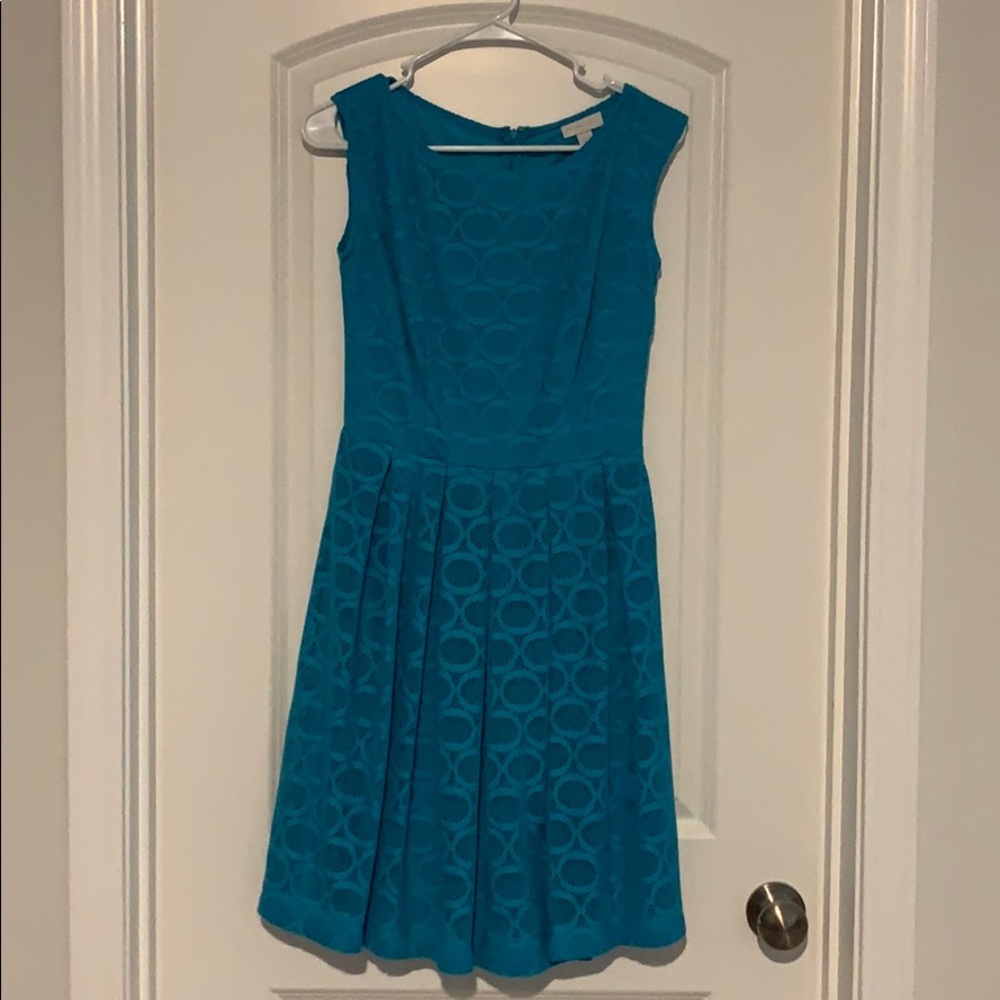New York & Company Blue Lace Overlay Dress